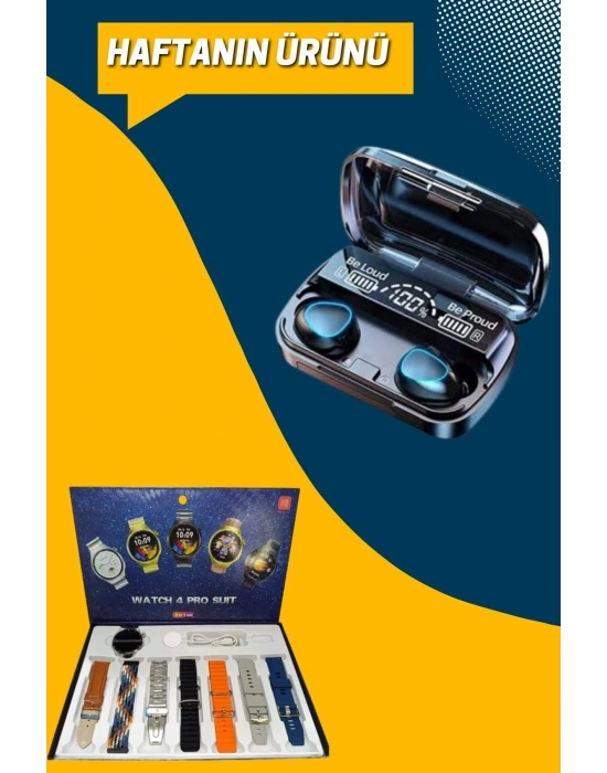 Ucuz Kaliteli Yeni Nesil 7 Kordonlu Akıllı Saat ve Kablosuz Bluetooth Kulaklık ANC Özelliği