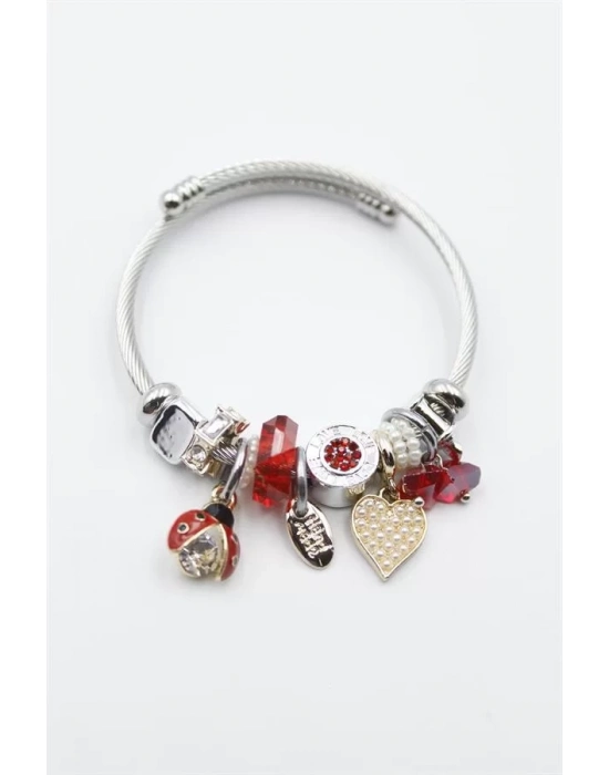 Uğur Böceği Charmlı Bilezik - Kırmızı