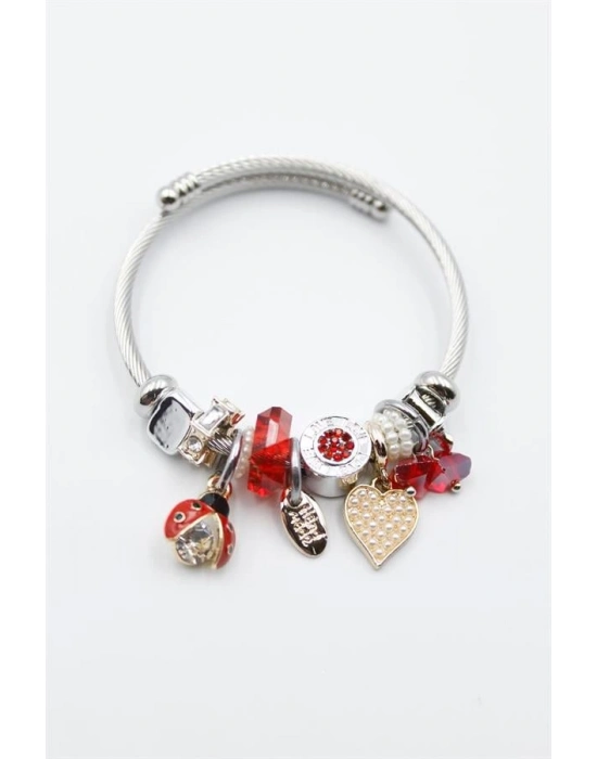 Uğur Böceği Charmlı Bilezik - Kırmızı