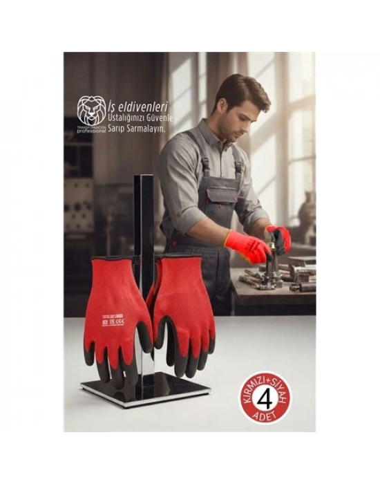 ® Ultra Dayanıklı Kavrama Teknolojili 4lü İş Eldiveni Seti - Profesyonel Atölye ve Montaj Serisi