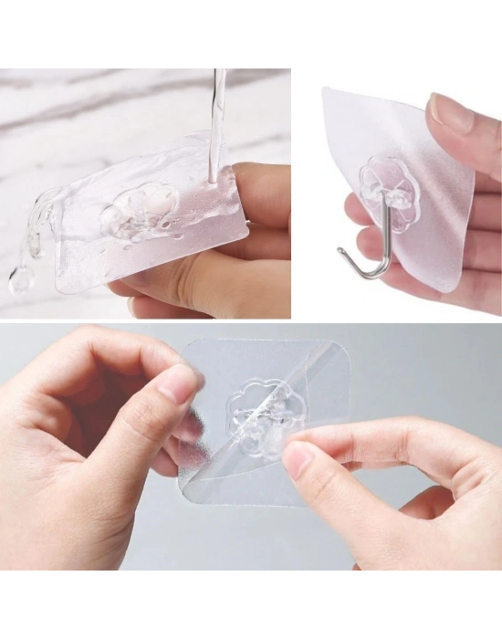 Ultra Güçlü Yapışkanlı 10lu Şeffaf Askı