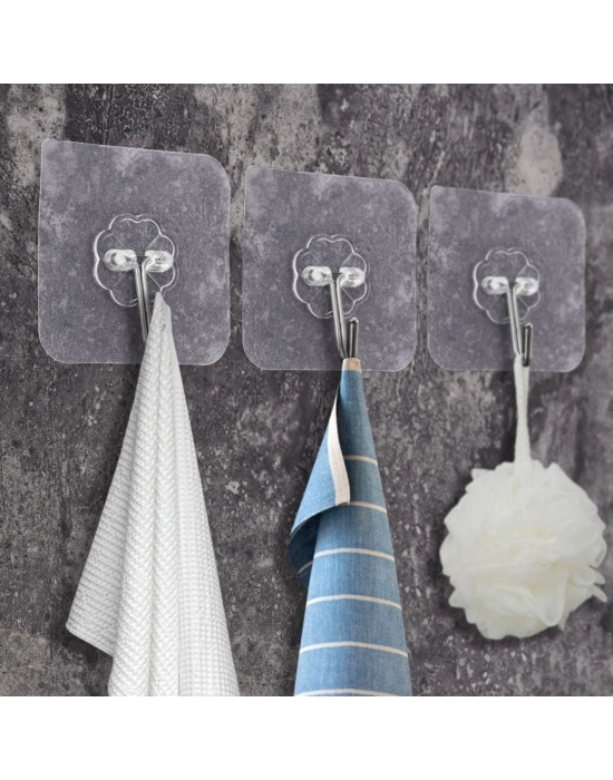 Ultra Güçlü Yapışkanlı 5li Şeffaf Askı