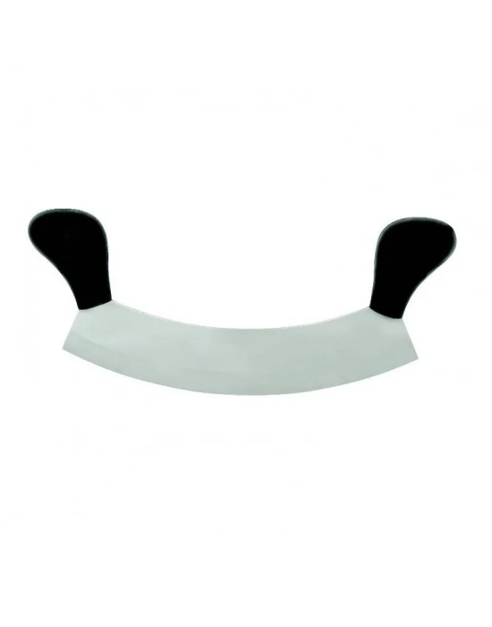 Ündeğerli Bursa Paslanmaz Çift Saplı Pizza Satır, Zırh Bıçağı 25 Cm