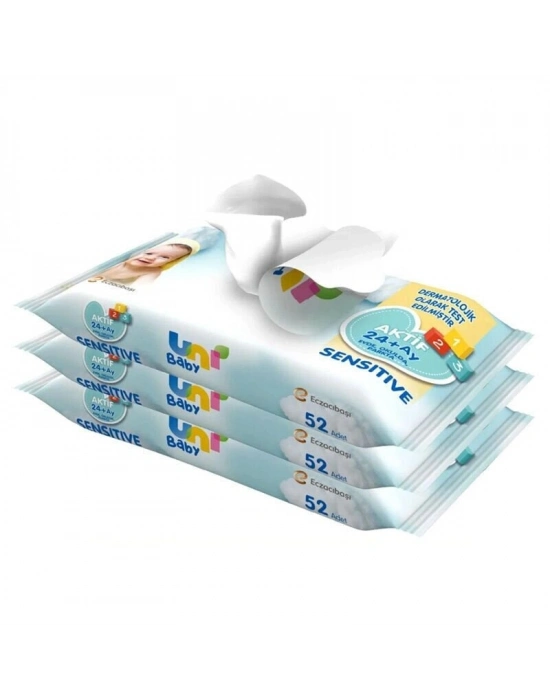 Uni Baby Aktif Sensitive Islak Havlu Mendil 3Lü 156 Yaprak