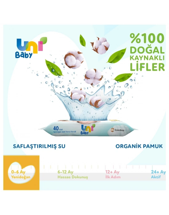 Uni Baby Yenidoğan Islak Havlu Mendil 3Lü 120 Yaprak
