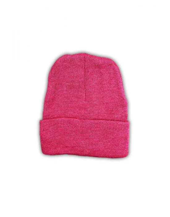 Unisex Basic Düz Katlamalı Bere Fuşya