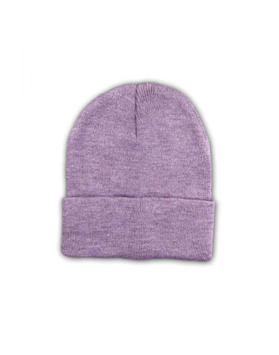 Unisex Basic Düz Katlamalı Bere Lila