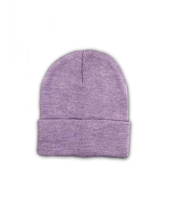 Unisex Basic Düz Katlamalı Bere Lila