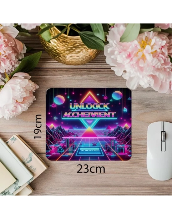 Unlock Achievement Yazılı 3D Mousepad - 19x23 cm 2 mm Dikdörtgen İthal Baskılı Mouse Pad
