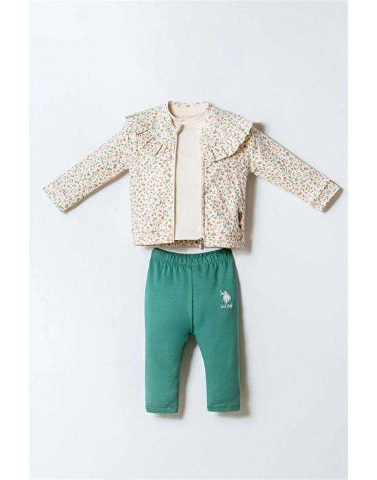 U.S. Polo 3lü Takım USB2981 Ekru Yeşil
