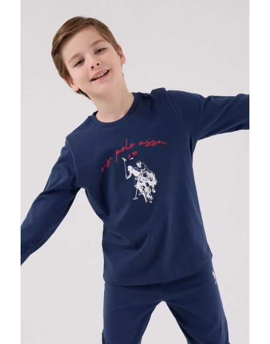 U.S. Polo Assn Uzun Kol Pijama Takım US2233-4 Koyu İndigo