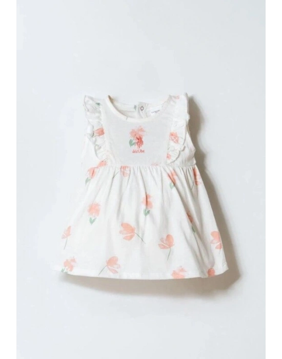 U.S. Polo Elbise USB2985 Beyaz-Pudra