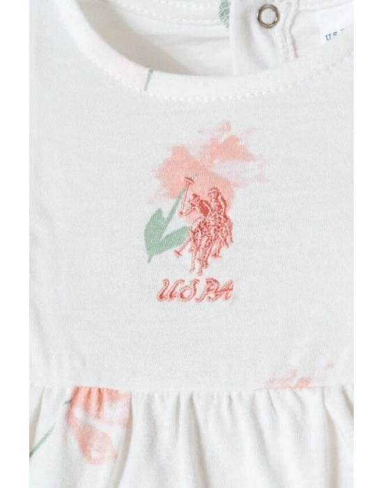 U.S. Polo Elbise USB2985 Beyaz-Pudra