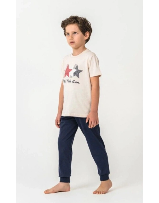 U.S. Polo Kısa Kol Pijama Takım US2441-4 Bej