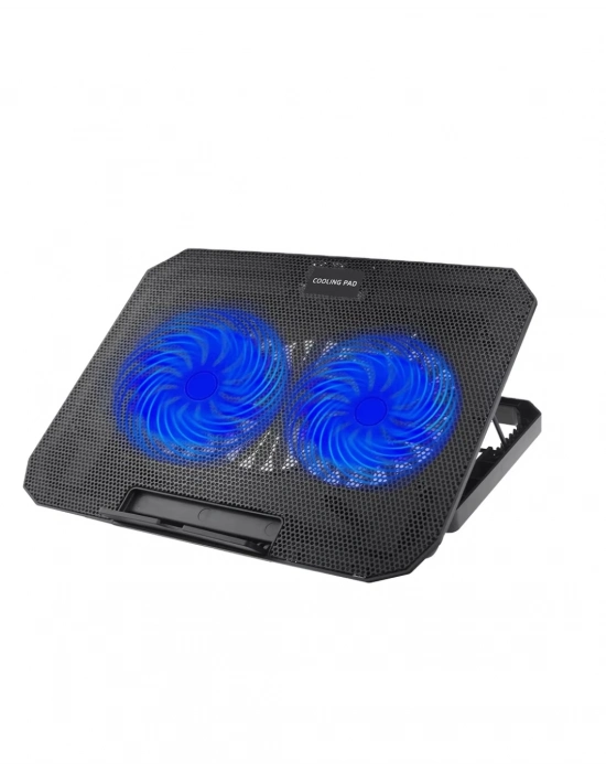 USB Girişli Laptop Soğutma Standı Çift Fan Mavi Işıklı Notebook Soğutucu