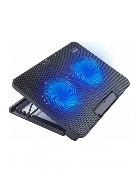 USB Girişli Laptop Soğutma Standı Çift Fan Mavi Işıklı Notebook Soğutucu