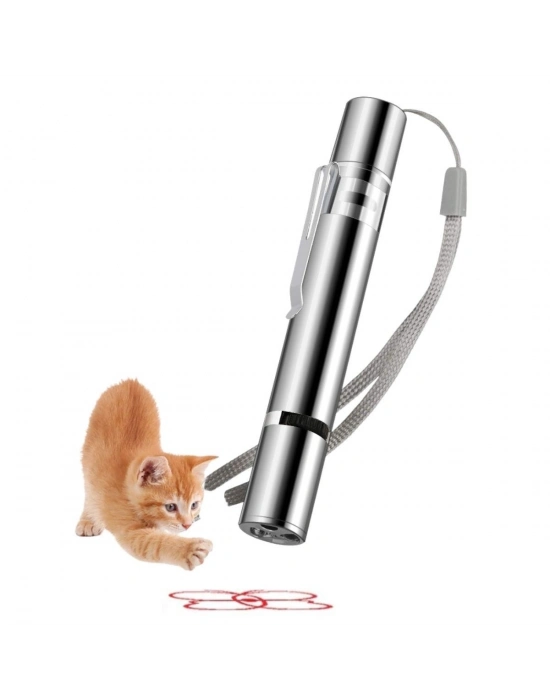 ®  Usb İle Şarj Edilebilen 3In 1 Kırmızı Işık +Beyaz Led Meşale Işık + Uv El Feneri Kedi Lazeri