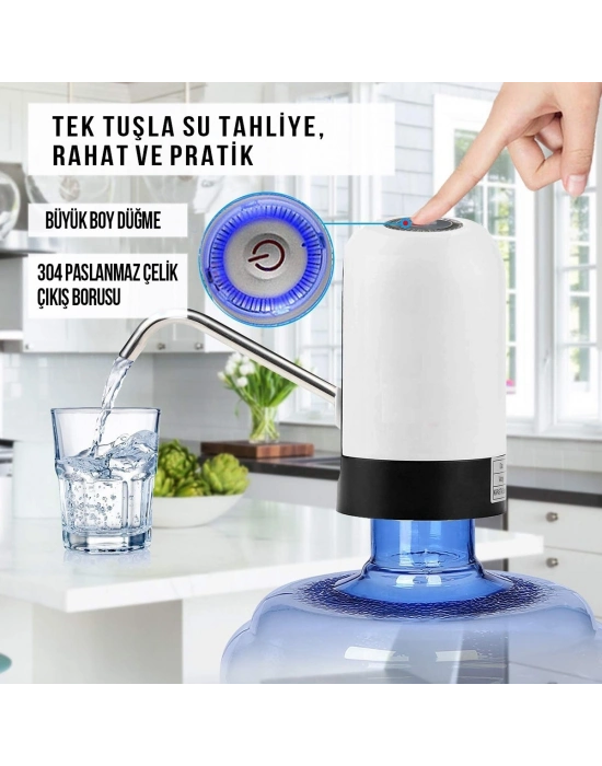 ®  Usb ile Şarj Edilebilir Elektrikli  Otomatik Damacana Su Pompası