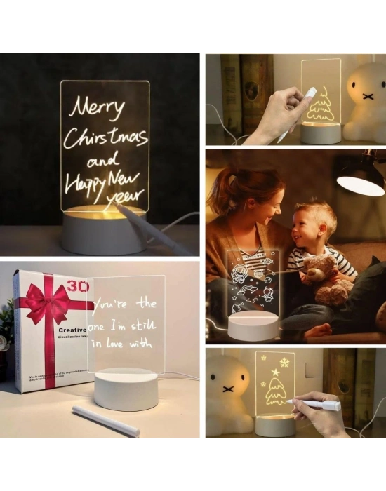 ®  USB Kablolu Işıklı Kendiliğinden Beyaz Kalemli-Silgili Kreatif 3D Görselleştirme LED ası