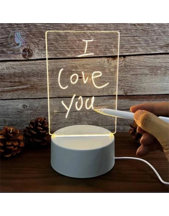 ®  USB Kablolu Işıklı Kendiliğinden Beyaz Kalemli-Silgili Kreatif 3D Görselleştirme LED ası