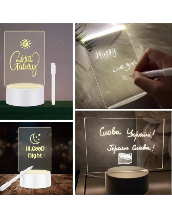 ®  USB Kablolu Işıklı Kendiliğinden Beyaz Kalemli-Silgili Kreatif 3D Görselleştirme LED ası