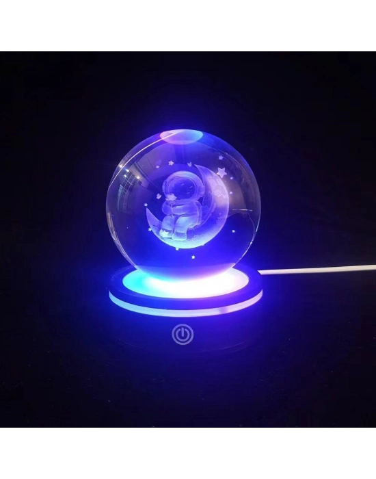 USBli Astronot Tasarımlı Dönen Cam Küre