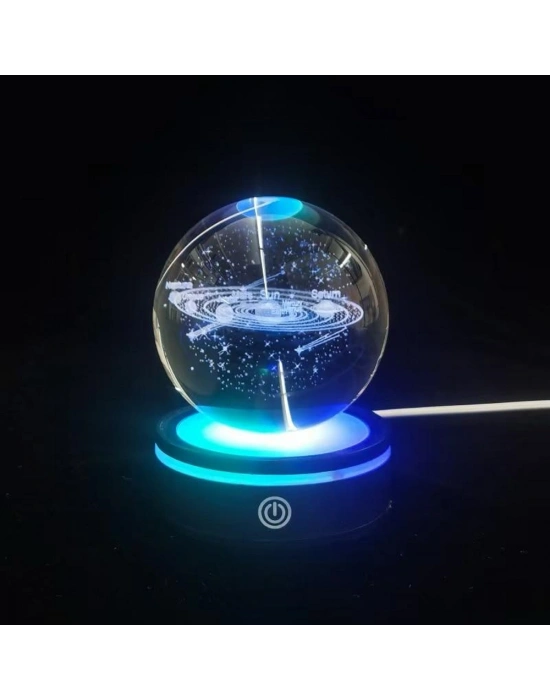 USBli Gezegenler Tasarımlı Dönen Cam Küre