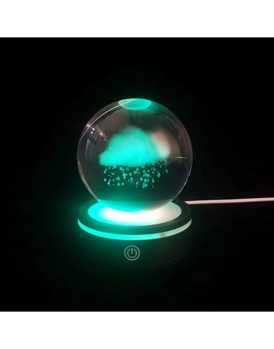 USBli Yağmur Bulutu Tasarımlı Dönen Cam Küre