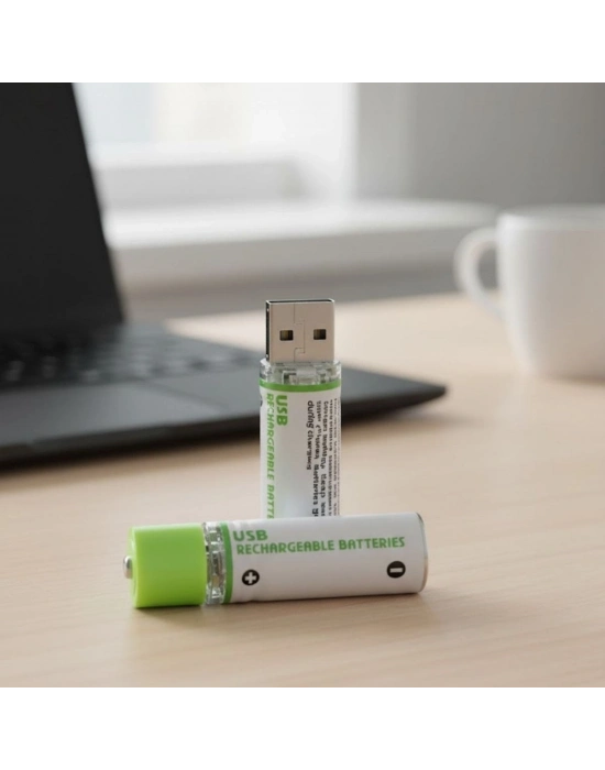 ®  USB Şarjlı 1450mAh AA 1.2V Lityum Kalem Pil – 2’li Set, Tekrar Şarj Edilebilir Uzun Ömürlü Dönüştürülebilir Batarya