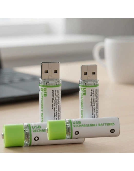 ®  USB Şarjlı 1450mAh AA 1.2V Lityum Kalem Pil – 4lü Set, Tekrar Şarj Edilebilir Uzun Ömürlü Dönüştürülebilir Batarya