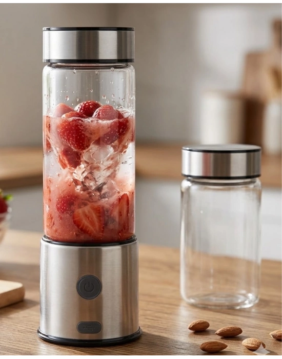 USB Type C Şarjlı Cam Blender 6 Bıçaklı Smoothie ve Shake Blender