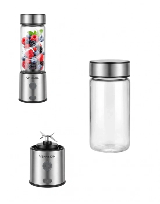 USB Type C Şarjlı Cam Blender 6 Bıçaklı Smoothie ve Shake Blender