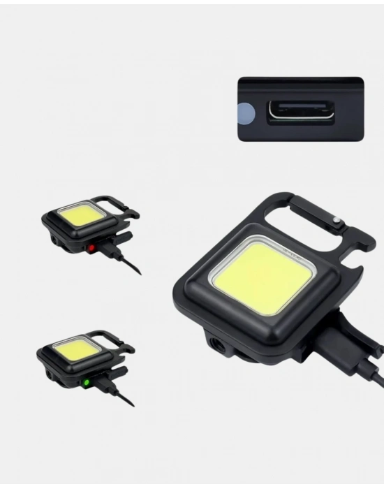 USB Type-C Şarjlı Mini Fener – Manyetik, Katlanabilir ve Şişe Açacaklı Tasarım