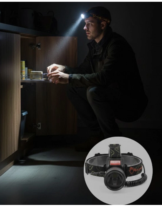 USB Type C Şarjlı Sensörlü Kafa Lambası Uzun Ömürlü Batarya