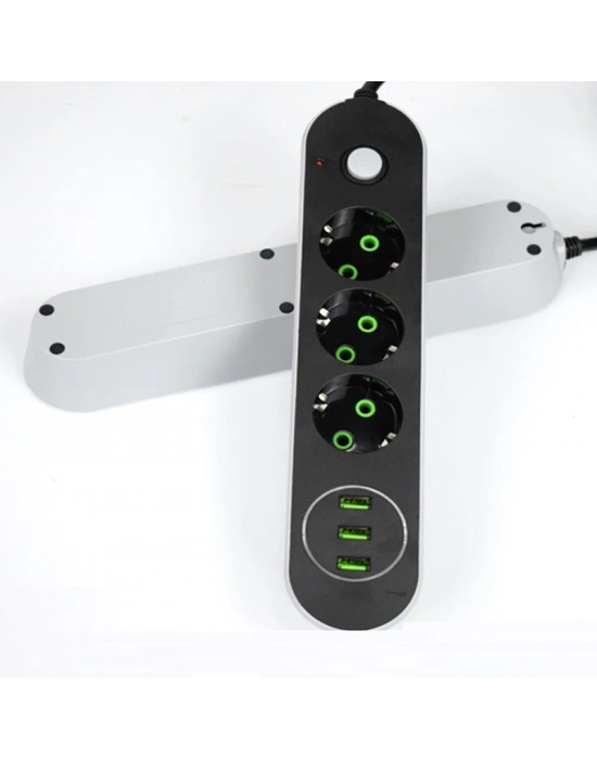 USB Yuvalı Üçlü Priz