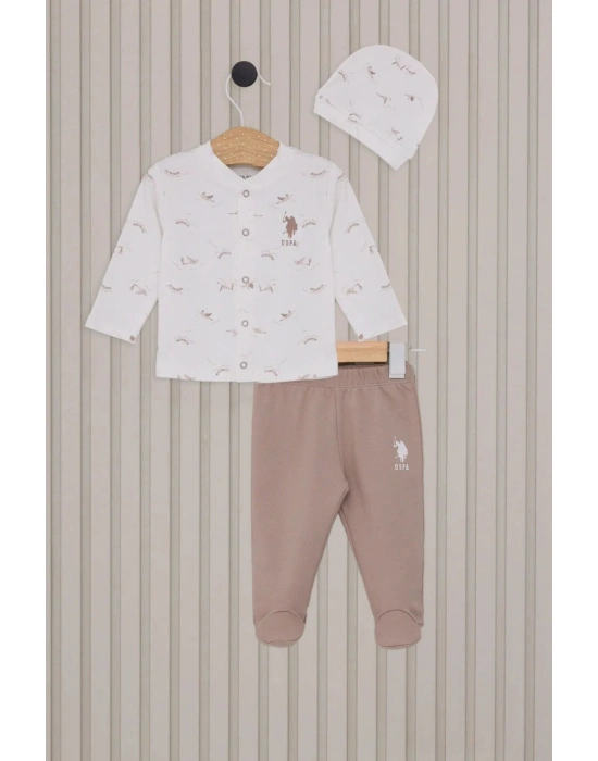 U.S.Polo Erkek Bebek Patikli 3Lü Takım USB2018 Krem