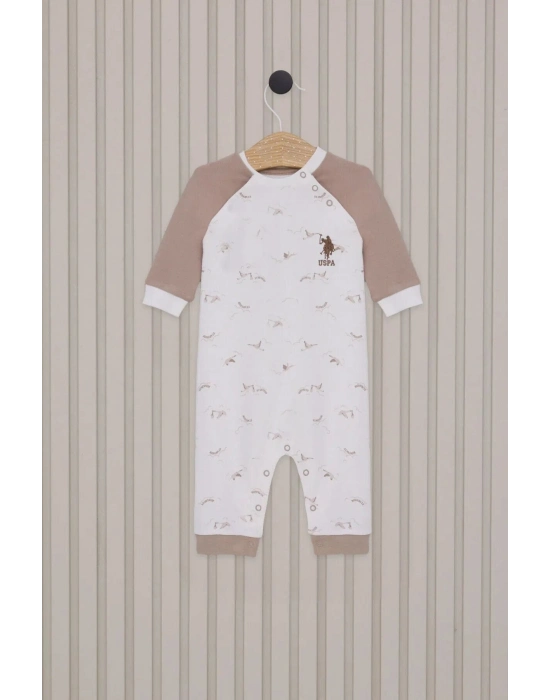 U.S.Polo Erkek Bebek Uzun Kol Patiksiz Tulum USB2020 Krem