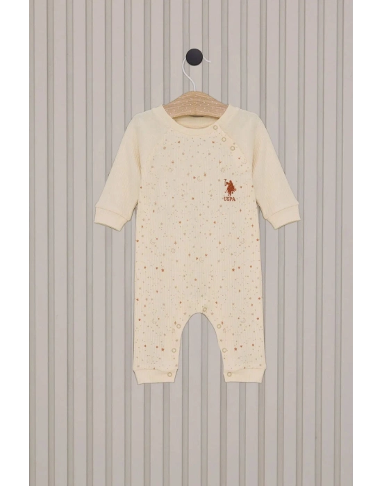 U.S.Polo Kız Bebek Uzun Kol Patiksiz Tulum USB2111 Krem
