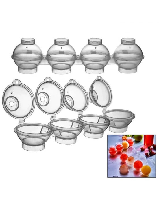 Üstten Doldurmalı Yatay 4 Bölmeli  Küre Buz Topu Kalıbı -  Yuvarlak Buz Topu Yapma Aparatı