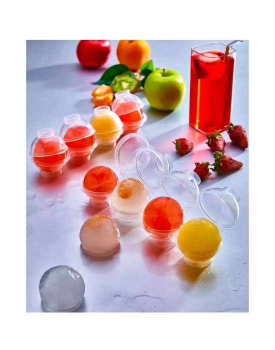 Üstten Doldurmalı Yatay 4 Bölmeli  Küre Buz Topu Kalıbı -  Yuvarlak Buz Topu Yapma Aparatı