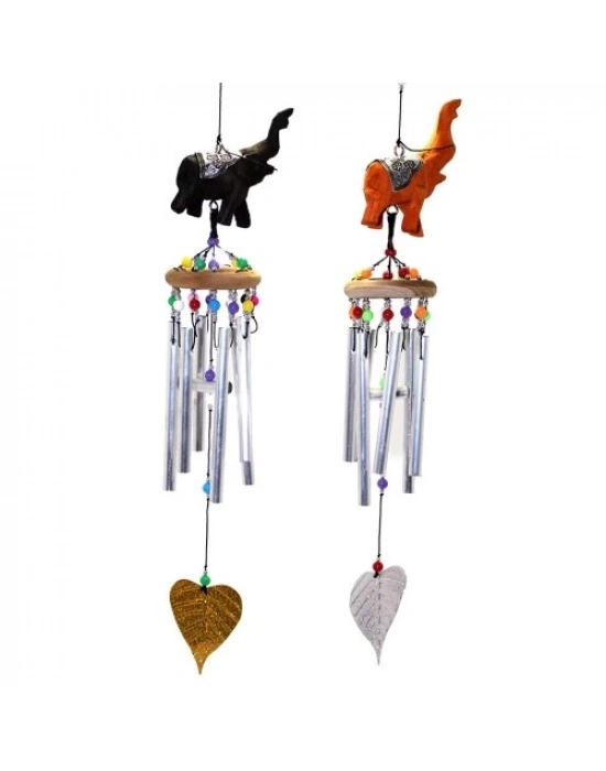 Üstü Ahşap Altı Metal Filli Rüzgar Çanı