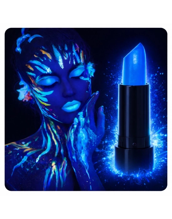 UV Neon Mavi Ruj – Karanlıkta Parlayan Makyaj Boyası