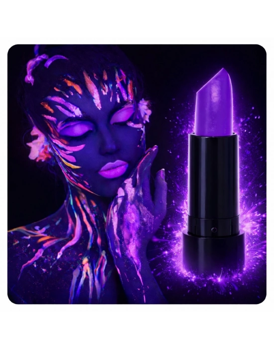 UV Neon Mor Ruj – Karanlıkta Parlayan Makyaj Boyası