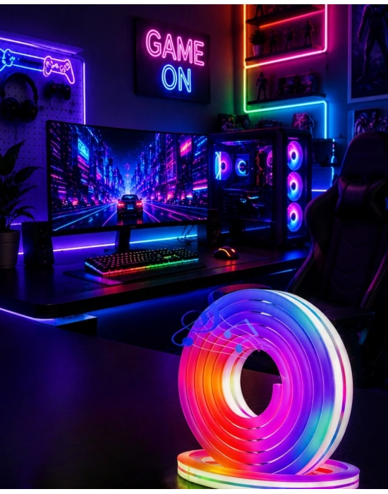 Uygulama Kontrollü RGB Neon Led Şerit Işık 16 Milyon Renk Destekli