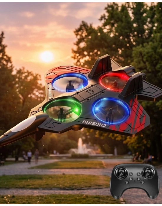 Uzaktan Kumandalı Drone Uçak LED Işıklı 360 Derece Akrobatik Hareket Özellikli