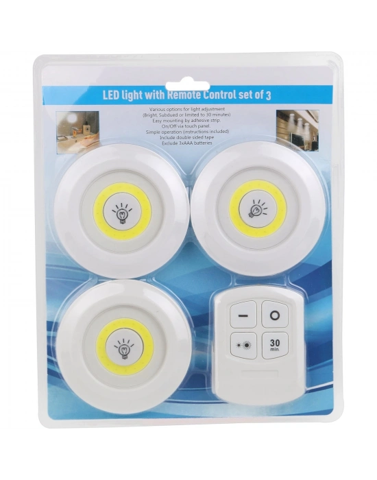 Uzaktan Kumandalı Yapışkanlı 3lü Led Spot Lamba