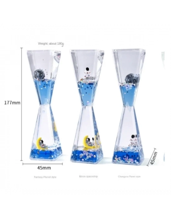 Uzay Temalı Dökülen Yağ Kum Saati