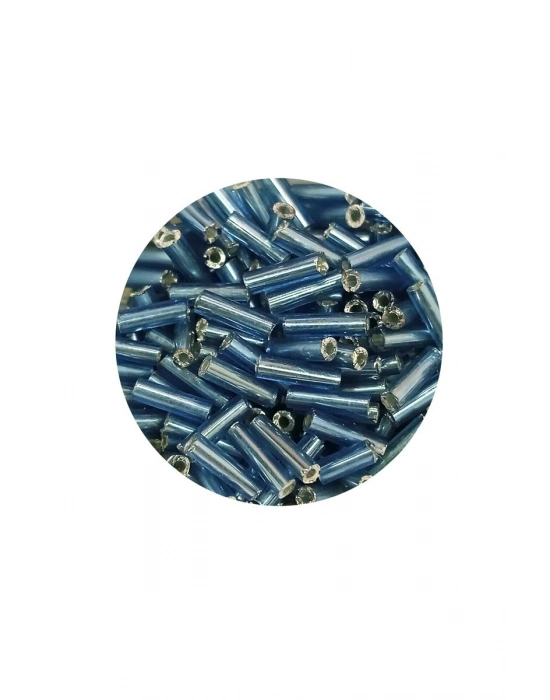 Uzun Boru Kesme Boncuk Çap 2mm Uzunluk 10 mm - 20 Gram - Camgöbeği Mavi - BNC228