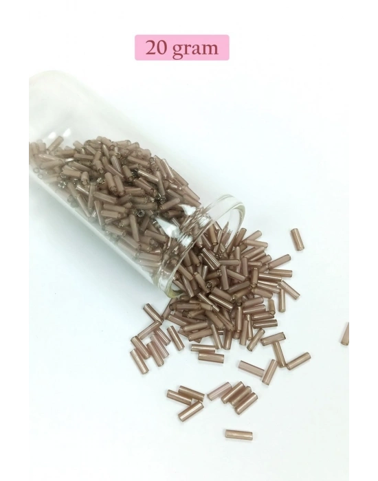 Uzun Boru Kesme Boncuk Çap 2mm Uzunluk 10 mm - 20 Gram - Duman - BNC253