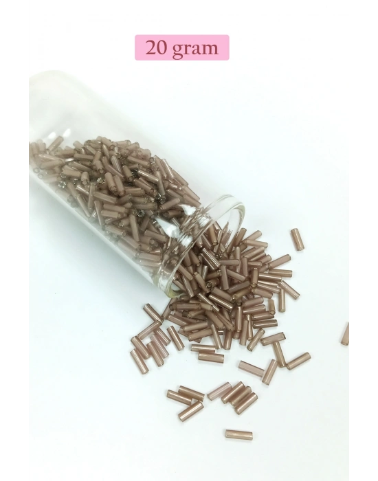 Uzun Boru Kesme Boncuk Çap 2mm Uzunluk 10 mm - 20 Gram - Duman - BNC253